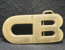 XD07163 VINTAGE 1970s CUT-OUT *CB* TRUCKER RADIO COMMUNICATION BRASS BELT BUCKLE