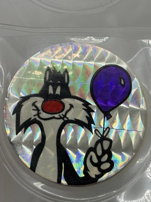 RARE! Vintage 1990's Warner Bros. Sylvester The Cat POG Cracked Glass FOIL
