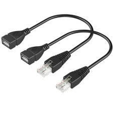 2 Pcs USB to RJ45 8p4c Ethernet Converter Gigabit Ethernet Extension Cable 11...