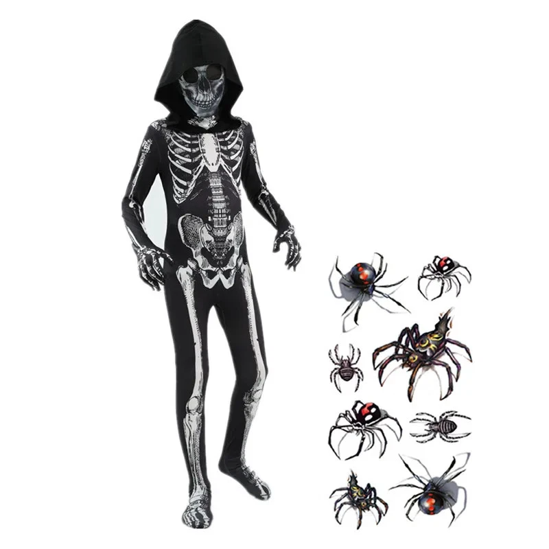 Kinder Skelett Halloween Kostüm - Mit Maske 90-100 Cm (Gebraucht) In