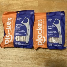2 Plackers Gentle Line Floss Picks with FlipPick, Fresh Mint, 150 Each