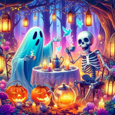 Halloween Diamond Art Kits for Adults DIY 5D Skeleton Ghost Pumpkin Diamond Art