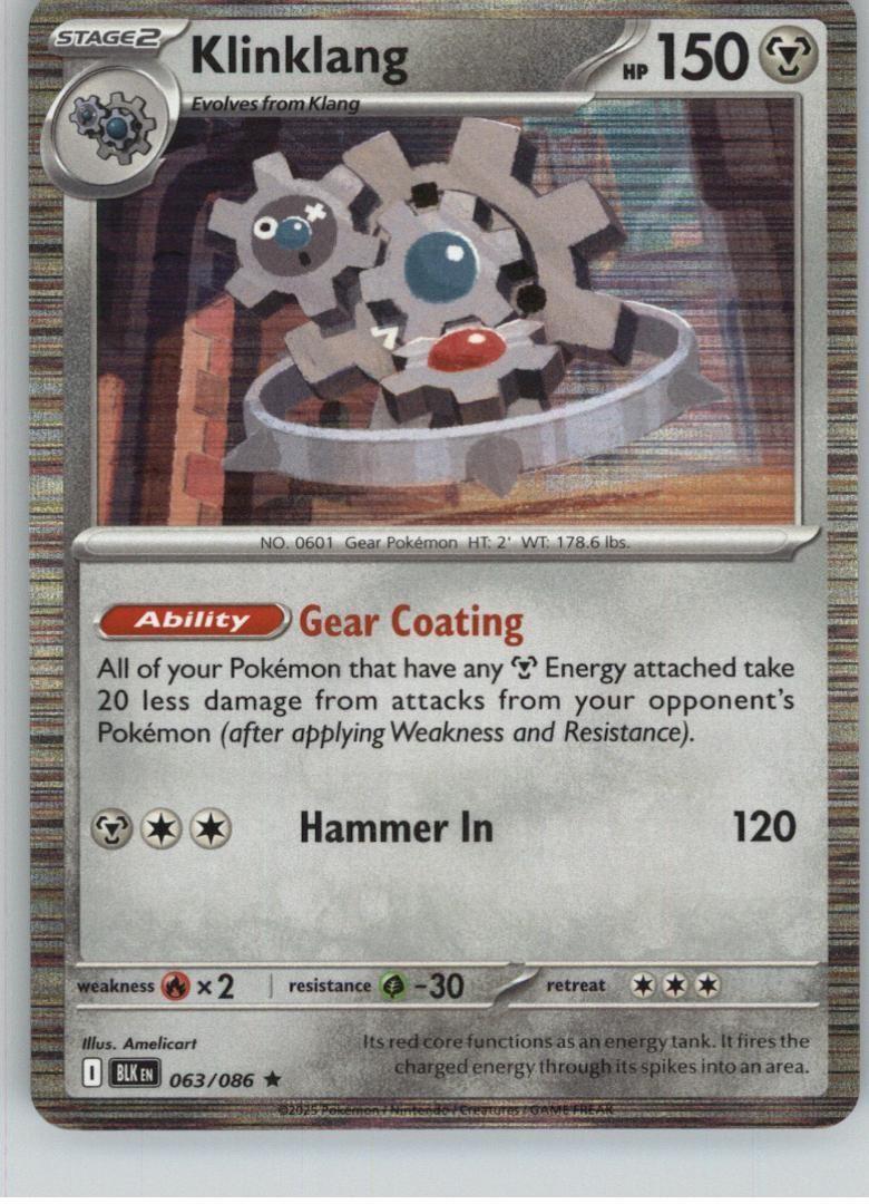Klinklang 063/086 Holo Rare Black Bolt Pokemon Holo Near Mint