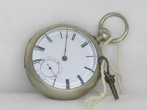 ANTIQUE 18S WALTHAM SILVEROID BROADWAY KEYWIND 3 OUNCE POCKET WATCH, CLEAN ME