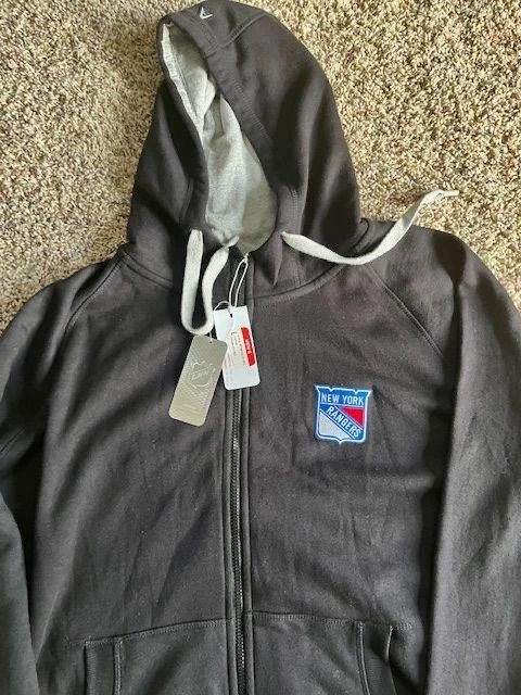 NWT Men’s Antigua New York Rangers Full Zip Hoodie Black Large Sweatshirt - Image 4 of 4