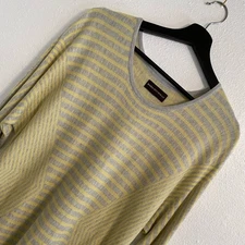 Dana Buchman L Viscose Tunic Sweater in Yellow and Gray, Cozy, Soft, Coastal b15