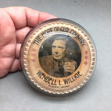 Vintage Smoking Wendell Willkie Paperweight Photo Roosevelt Era Political 1940s