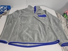 Patagonia Pullover Women s Larg Snap-T Fleece Gray, Blue Jacket Synchilla