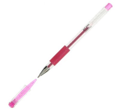 Gel Pen, Glitter Pink - Ballpoint - Non-Smear + Quick Dry - Writing, Drawing