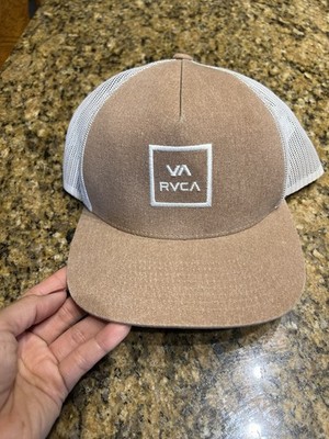 RVCA Brown/White Solid Trucker Hat Adjustable Snapback One Size Men
