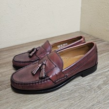 Allen Edmonds Schreier Mens Size 8.5D Burgundy Leather Tassel Loafers USA Made
