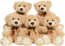 Teddy Bears Bulk 5 Packs 13.5 Inches Small Stuffed Bears Pack for Christmas Vale