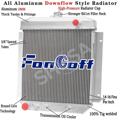 3 Row Aluminum Radiator For 1954 1955 1956 Ford Fairline Country Squire 4.8L V8