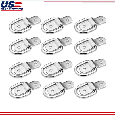Set 12 D-Ring Tie Downs Anchor 1/4 D-Rings Lashing Ring Mounting Bracket Trailer