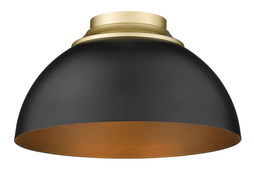 Golden Lighting 6956-FM BLK Zoey 3 Light 14"W Flush Mount Ceiling - Olympic Gold - Picture 1 of 4