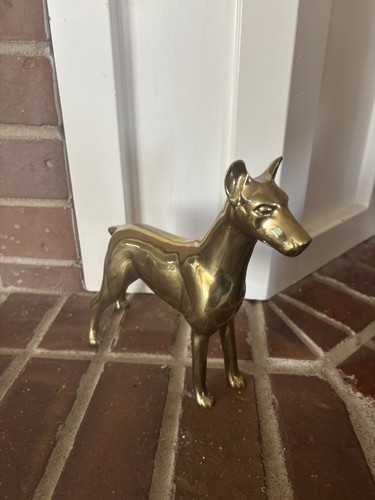Vintage Brass Dog Doberman Figurine