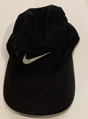 Nike Hat Mens Strap Back Black Dri Fit ADV Tailwind Running Jogging 5 Panel Cap