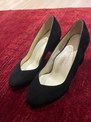 Women s Sarah Flint Black Suede Perfect Round Toe Pump 70 US 7.5 with box