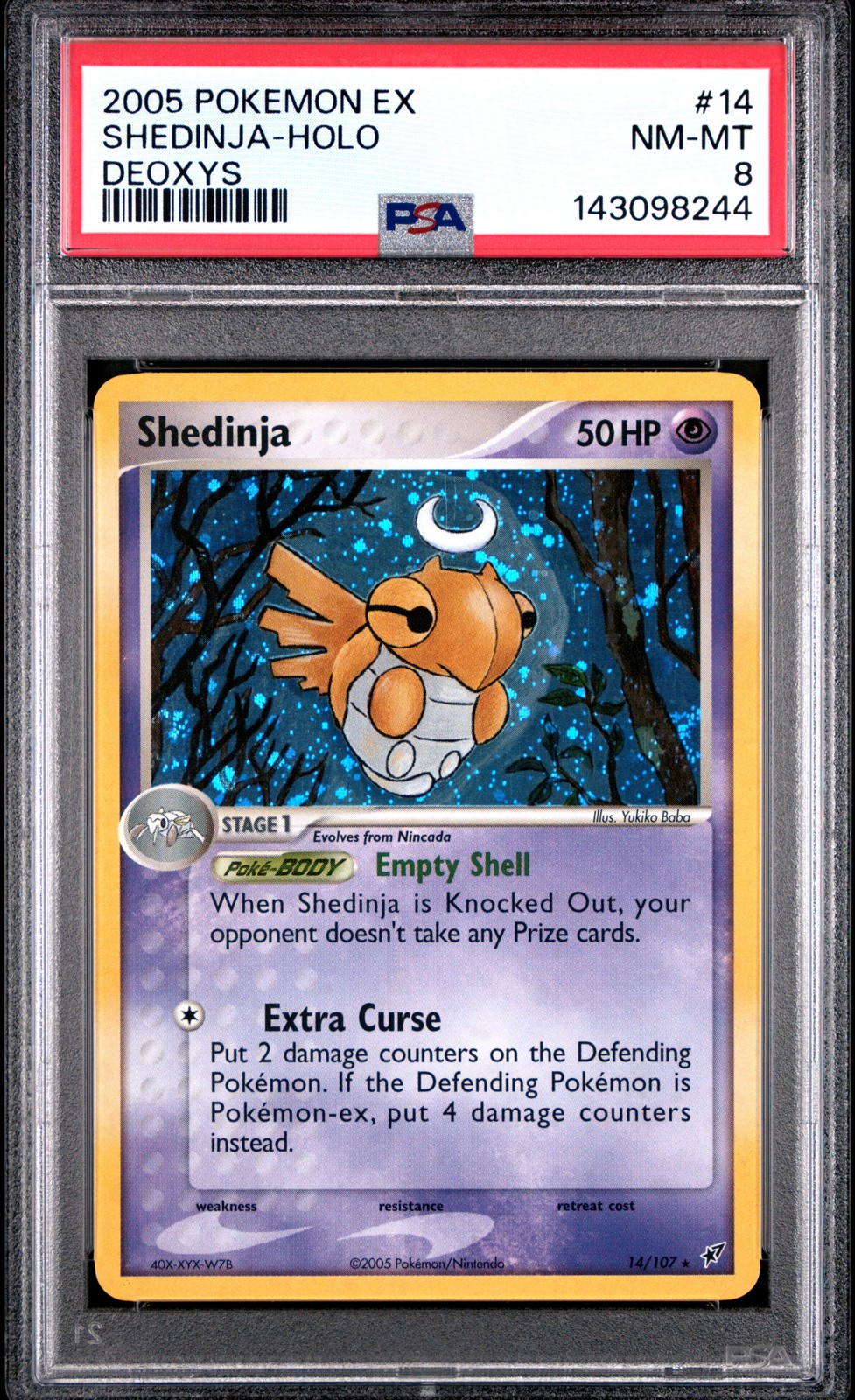 2005 POKEMON EX DEOXYS #14 SHEDINJA-HOLO PSA 8