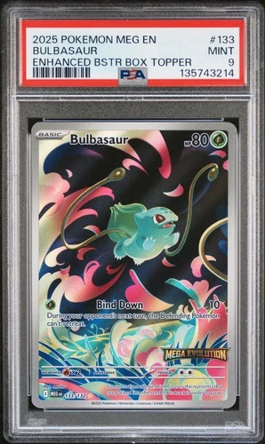 2025 POKEMON MEG EN-MEGA EVOLUTION ENHANCED BOOSTER BOX TOPPER BULBASAUR PSA 9