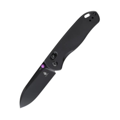 Kizer Drop Bear Folding Knife Black Alum Handle 154CM Plain Black Blade V3619C2