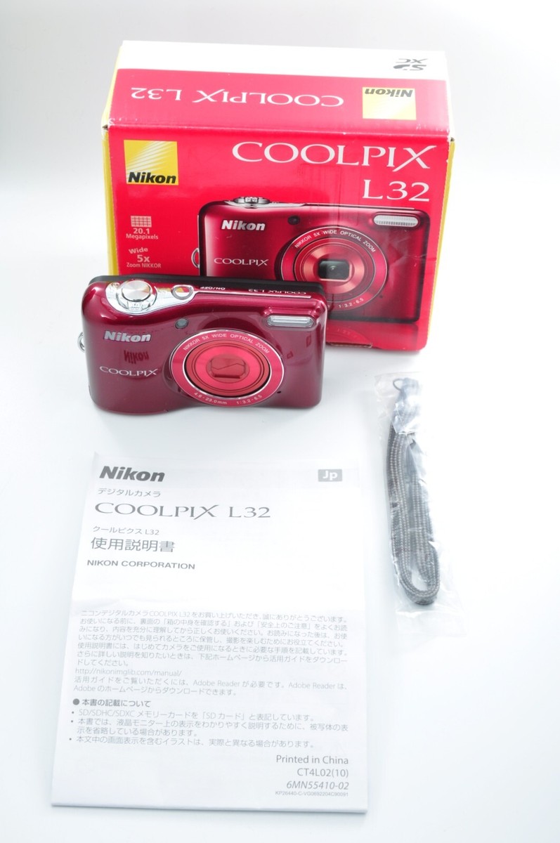Near Mint] Nikon COOLPIX L32 Camera 20.1MP RED Color Japan