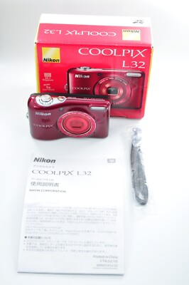 Near Mint] Nikon COOLPIX L32 Camera 20.1MP RED Color Japan