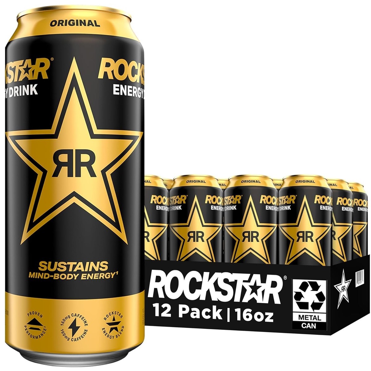 Rockstar Energy Drink, Original, 16oz Cans (12 Pack) (Packaging