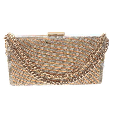 Gold Tone Metal Hardware Frame Rhinestone Clutch Evening Bag TLX207-GLD