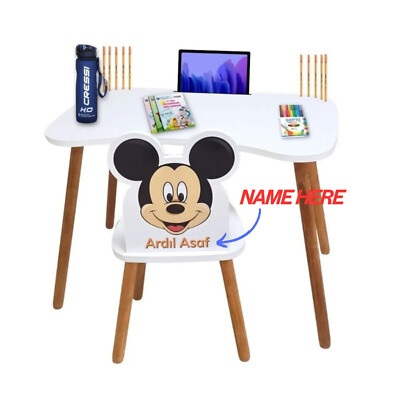 Kids Personalized Study Table Desk Chair Customized Mickey Mouse Play  Table