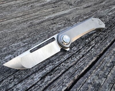 Aurora Knife And Tool Folding Knife 3.5'' S35VN Steel Tanto Blade Titanium Handle