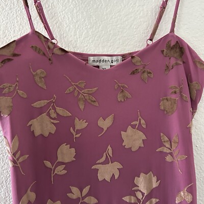 Madden Girl Junior XL Mauve with Brown Velvet Floral Romantic Midi X-Large  Dress