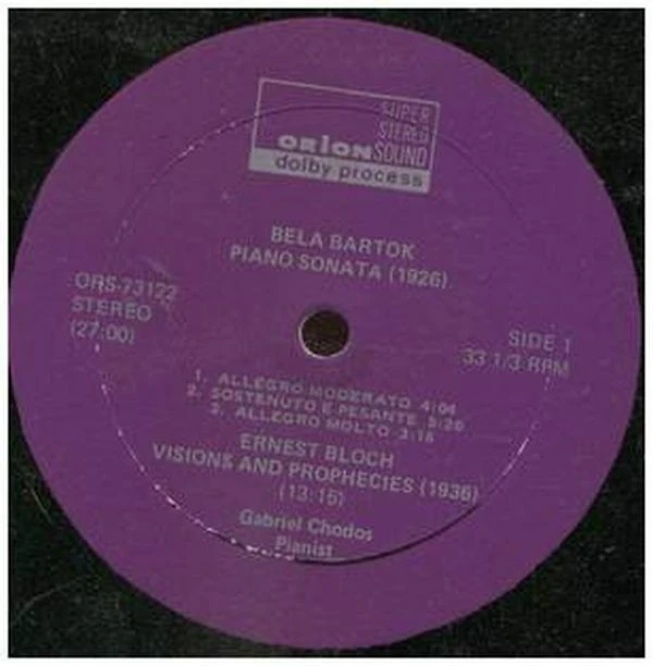 Gabriel Chodos - Bartók Bloch Franck - Sonata Visions And Prophecies Prélude LP Foto 3 de 4
