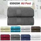 2 Pack 100% Cotton Extra Large Jumbo Bath Sheets 650GSM Soft Towels 90x180 cm AU