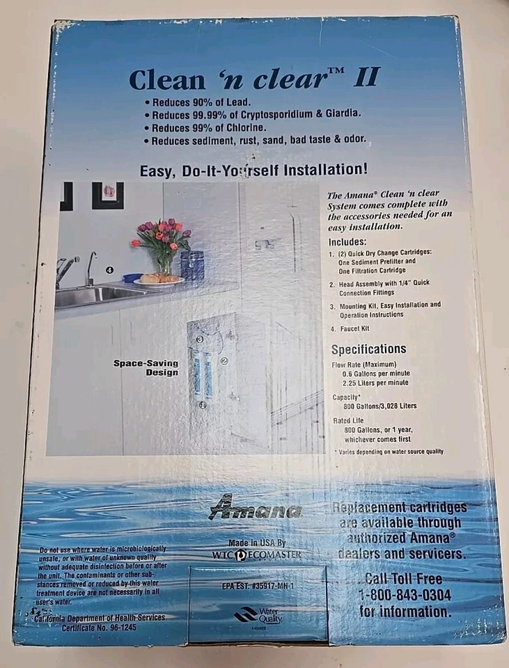 Amana Clean 'n Clear II Deluxe with Faucet Water Filtration System NEW Fridge - Image 3 of 4
