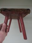 Cricket antique Ox Blood old dry Red paint Folk Art primitive Foot Stool bench