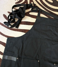 Hedley Bennett Apron NWOT All Black Crossback Riveted With Leather Details NEW