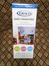 NEW GRACO Baby Monsters Wall Decals 4 Sheets Self Stick Nursery Removable