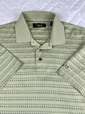 Straight Down Polo Shirt Men's (L) Green Geometric Cotton Aerocool Golf Pullover