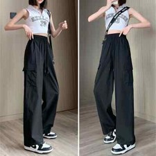 High Waist Baggy Cargo Pants Women Spring Summer Wide Leg Straight Solid Trouser