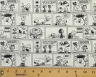 Cotton Peanuts Black and White Comics Strips White Fabric Print by Yard D693.73