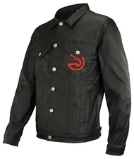 FISLL NBA Men's Atlanta Hawks Waxed Denim Jacket, Black