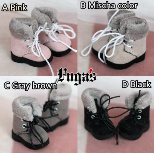 1/8 BJD Doll Shoes Plush Boots 3*3.5cm 3 color Black/Pink/Mischa Hiking boots - 第 1/4 張圖片