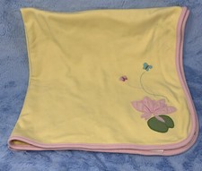Gymboree Pink Yellow Cotton baby receiving Blanket butterflies water lily koi