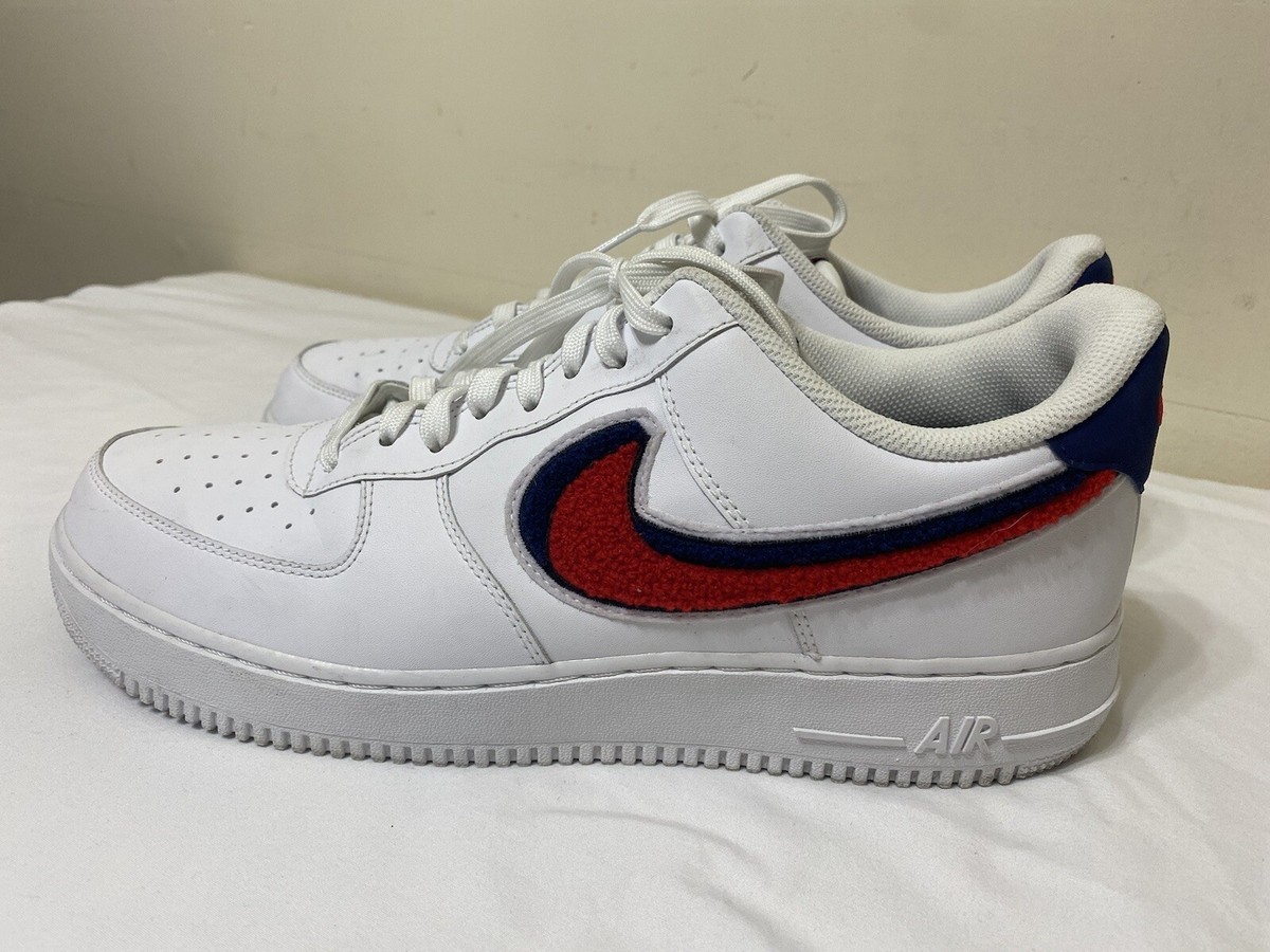 air force 1 low 3d chenille swoosh white red blue