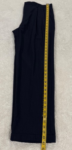 JOS. A. BANK TRAVELER 100% WOOL PLEATED CUFF DRESS PANTS-BLUE- SIZE 34W X 30L - Picture 10 of 14