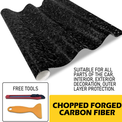 24K Forged Chopped Fiber Carbon Gloss Black Car Vinyl Wrap Sticker ...