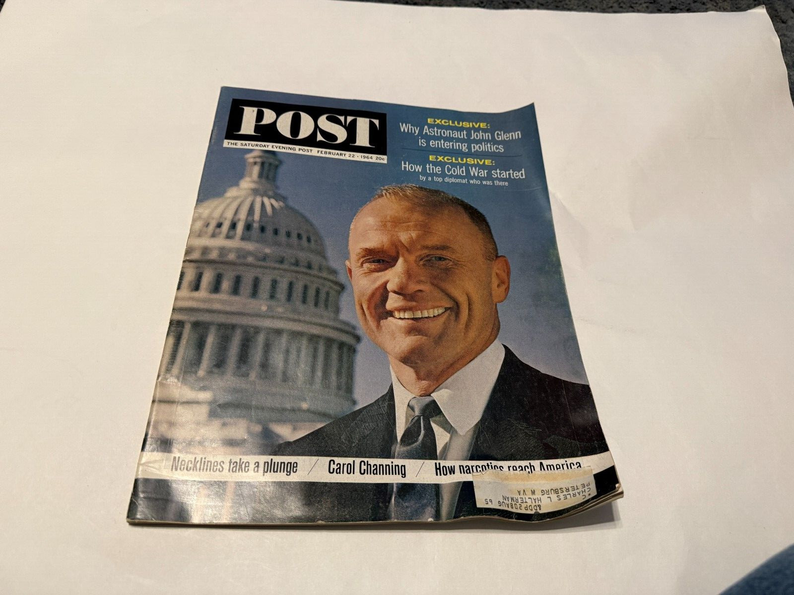 Saturday Evening Post February 22, 1964 Astronaut John Glenn  Carol Channing 423