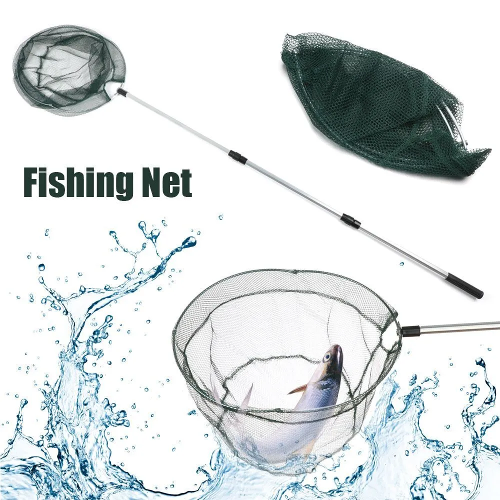 Retractable Long Handle Fly Fishing Telescoping Pole Landing Nets Fishing  Net