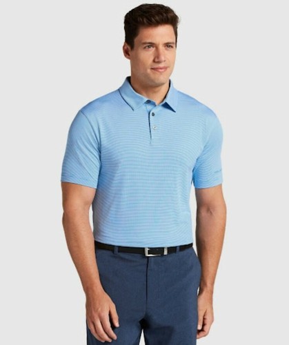 (Small) New Men’s Jack Nicklaus Blue Striped Moisture Wicking Golf Polo Shirt - Picture 2 of 7